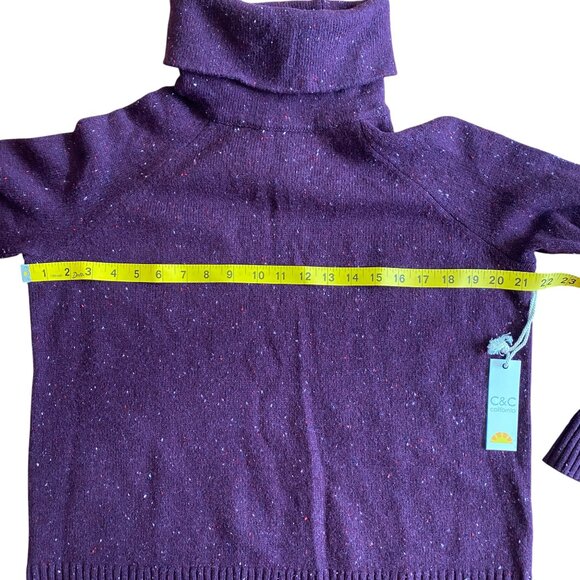 NWT C&C California Wool Turtleneck Sweater Sz L Burgundy Speckled Ski Cabincore - Picture 10 of 12